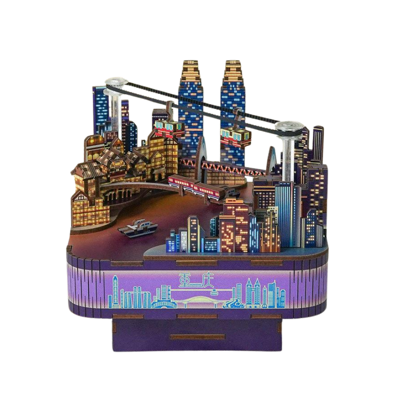 New City Street View Music Box Kit de maison de poupée diy
