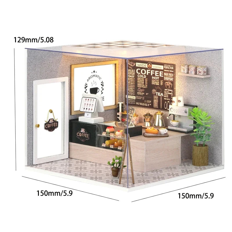 Kit de maison de poupée bricolage à cafés tranquille