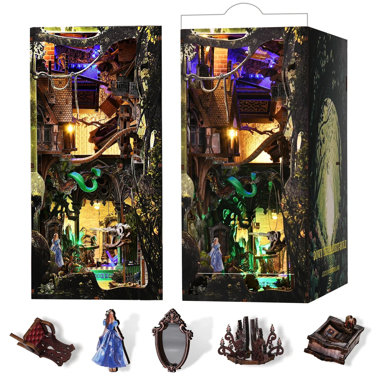 Alice in Wonderland Down The Rabbit DIY Book Nook Kit - Book Nook Kit