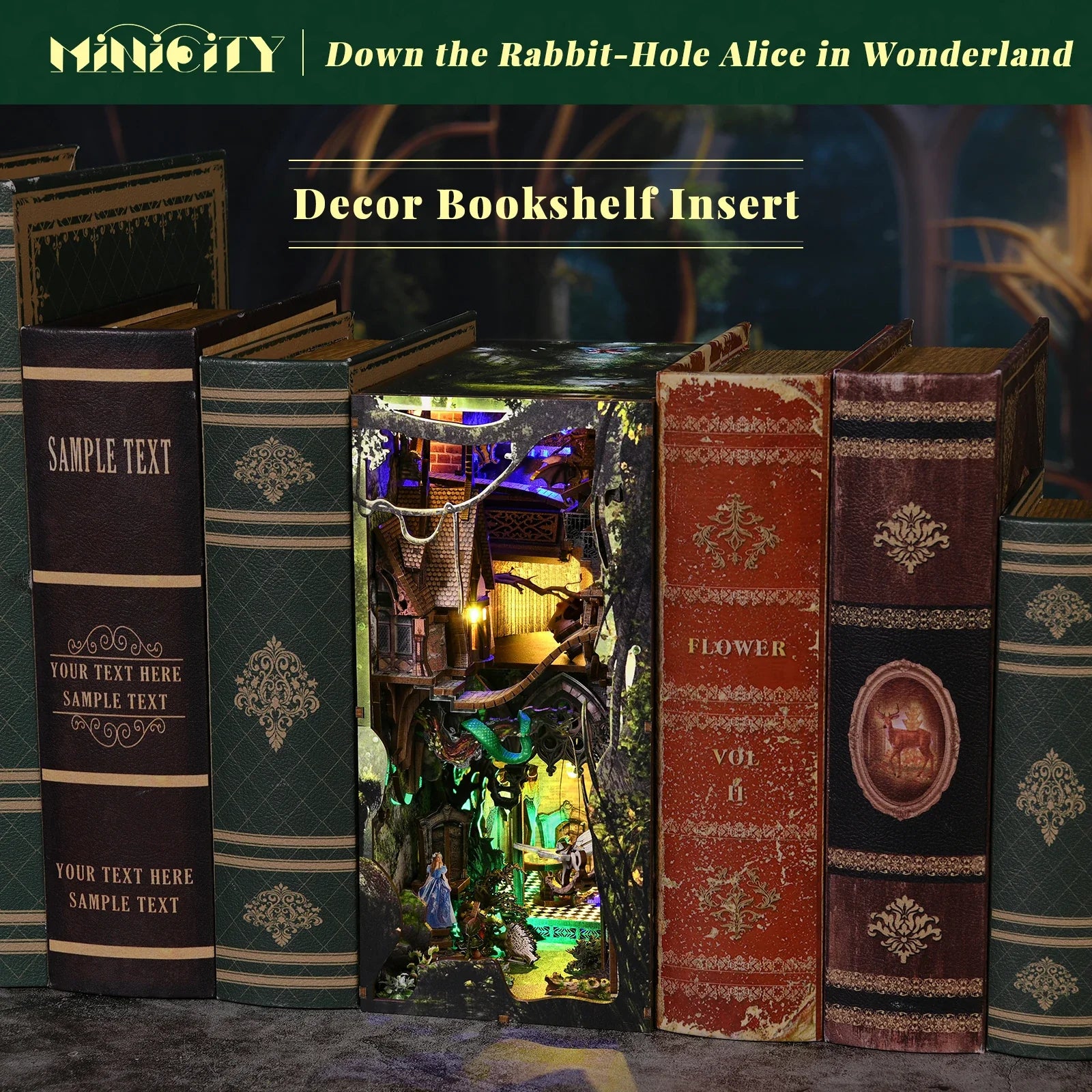 Alice in Wonderland Down The Rabbit DIY Book Nook Kit - Book Nook Kit