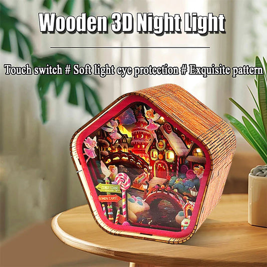 Candy Fairy Gingerbread House 3D Wooden Puzzle Night Light