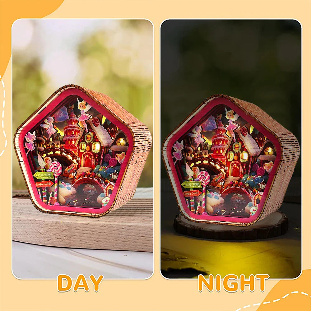 Candy Fairy Gingerbread House 3D Wooden Puzzle Night Light