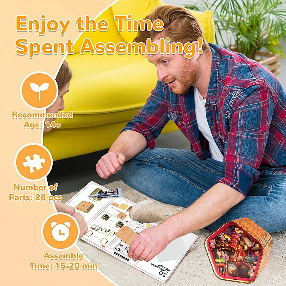 Candy Fairy Gingerbread House 3D Wooden Puzzle Night Light