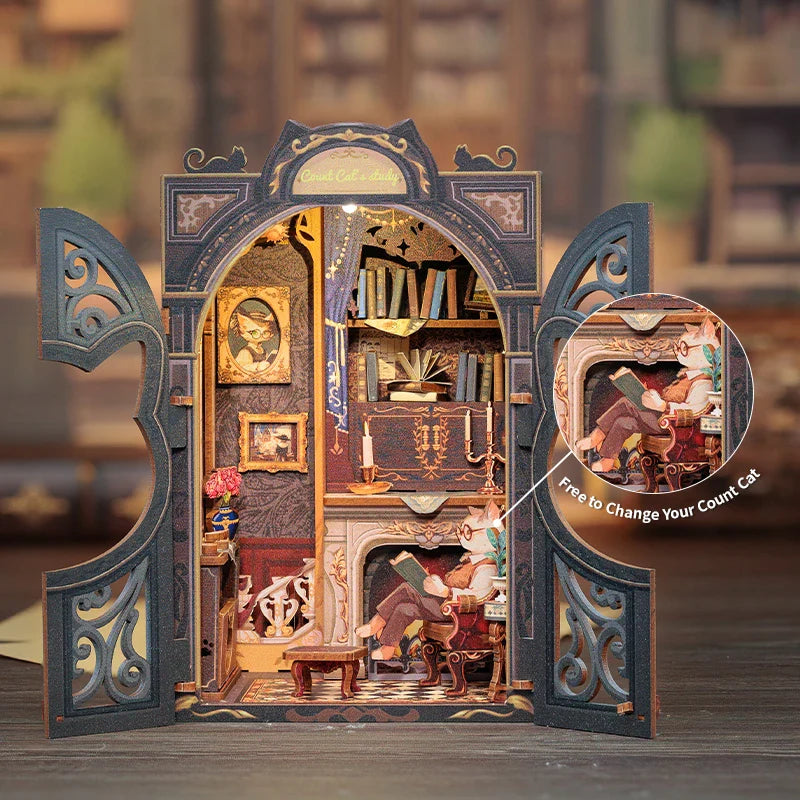 Count Cat’s Study – Wizard’s Book Nook for Magical Minds - Book Nook Kit