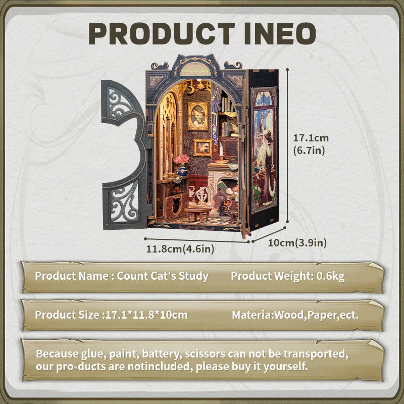 Count Cat’s Study – Wizard’s Book Nook for Magical Minds - Book Nook Kit