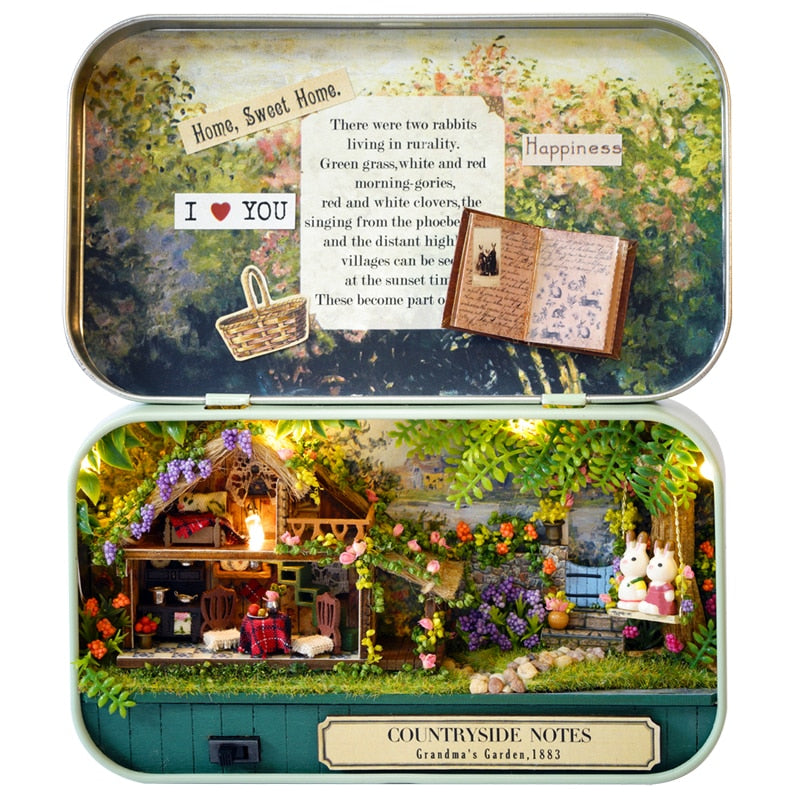 Miniature Tin Box Theatre "Countryside Notes" - Miniature Owl