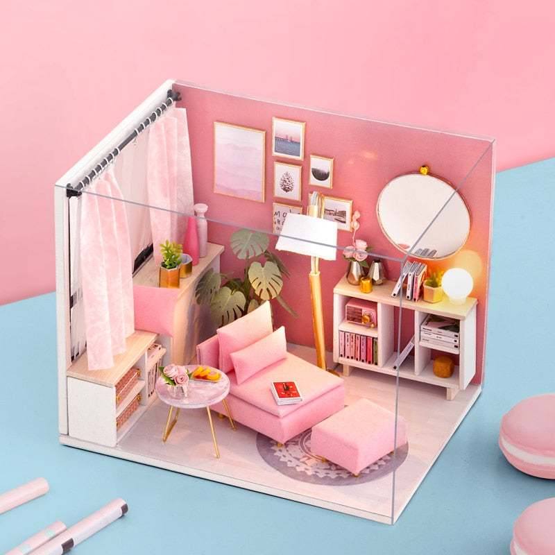 Kit de salle de poupée bricolage de rêve rose