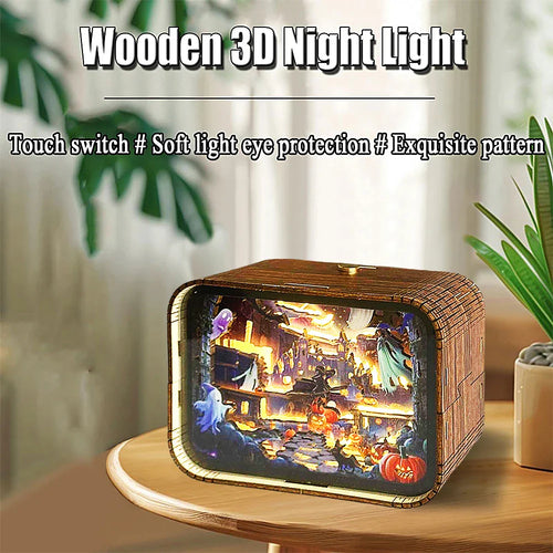 Haunted Castle 3D Wooden DIY Night Light Kit – Halloween Edition