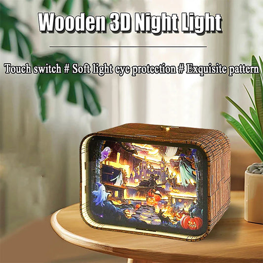 Haunted Castle 3D Wooden DIY Night Light Kit – Halloween Edition