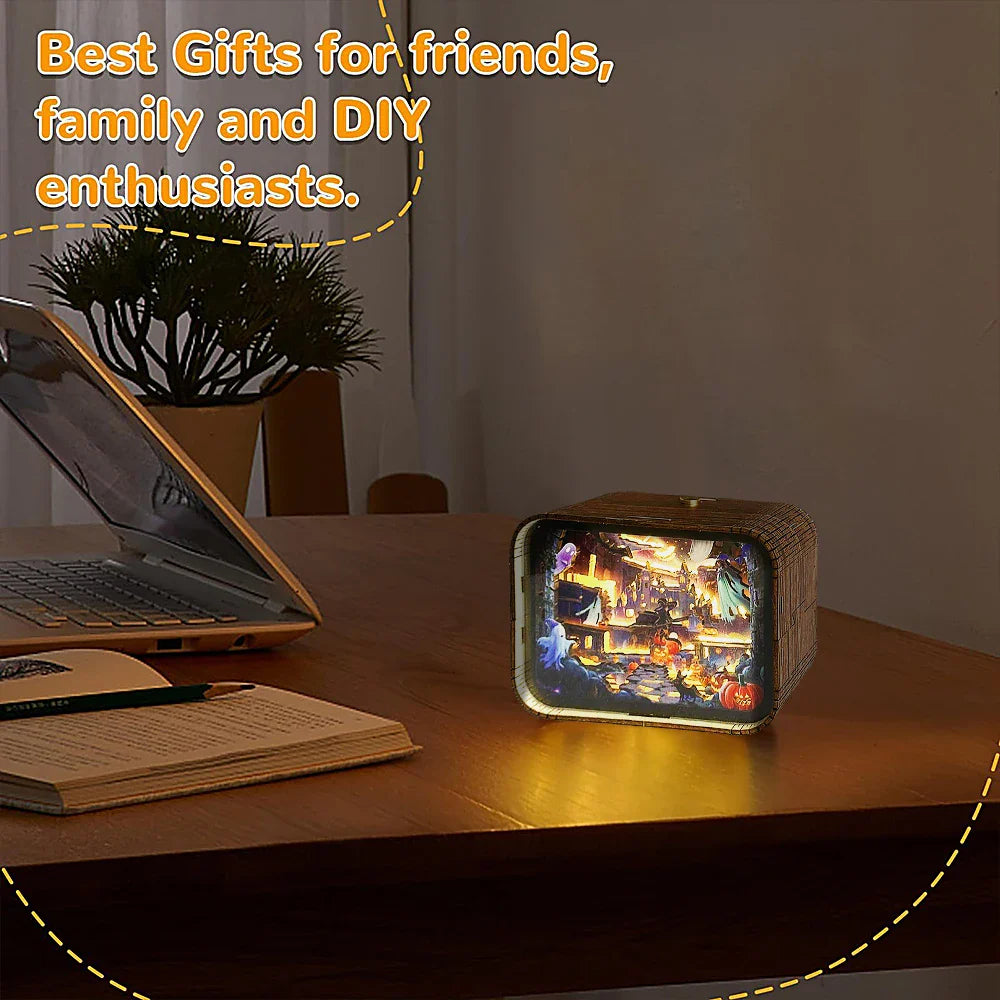 Haunted Castle 3D Wooden DIY Night Light Kit – Halloween Edition