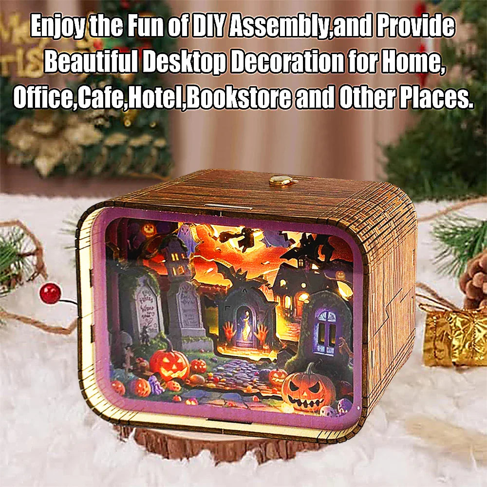 Hauntingly Beautiful Wooden 3D Halloween Night Light