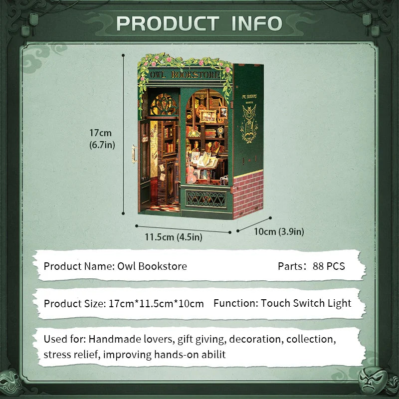 Owl Bookstore DIY Booknook Kit