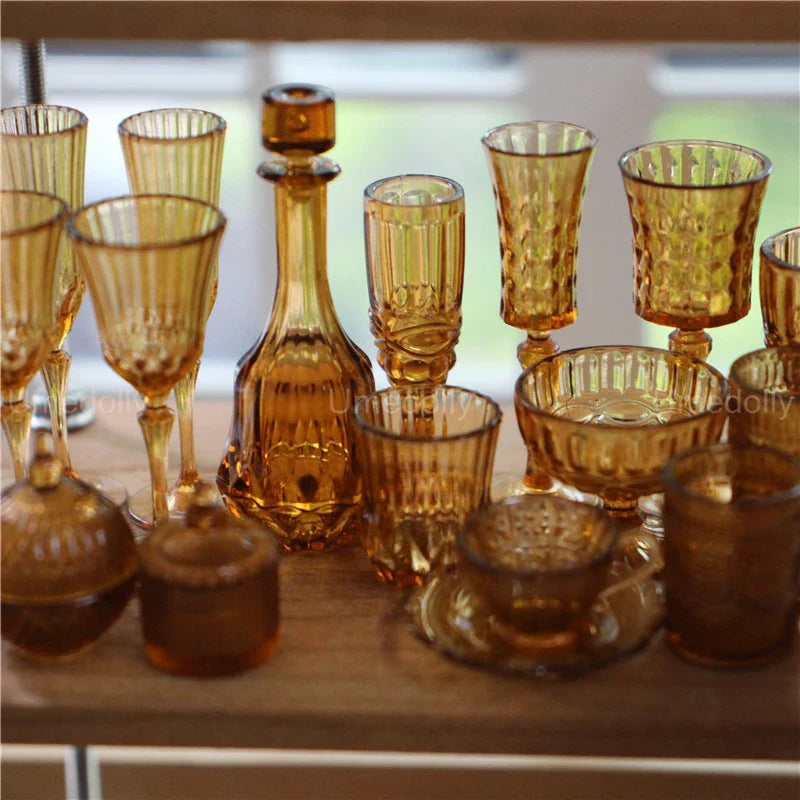 1:6 Miniature Dollhouse Glassware Set – Decanters & Cups