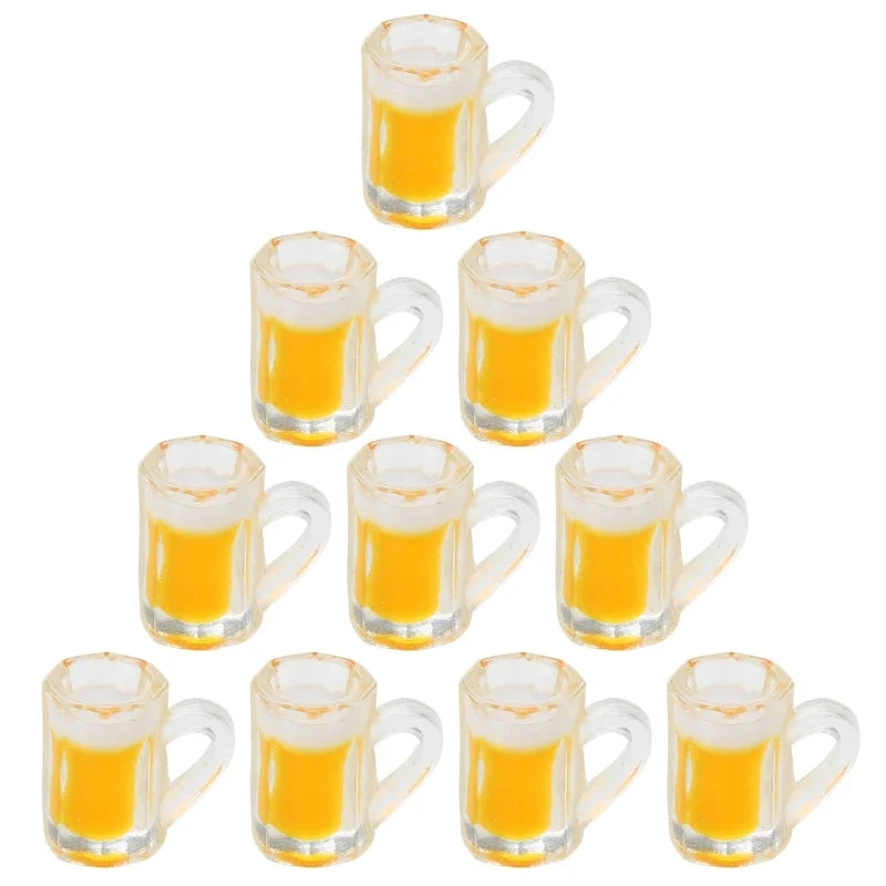 Miniature Beer Mugs – 1/6 Scale Resin Dollhouse Cups (10pcs)