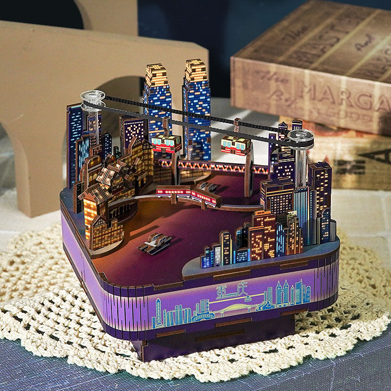 New City Street View Music Box Kit de maison de poupée diy