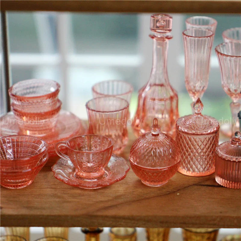 1:6 Miniature Dollhouse Glassware Set – Decanters & Cups