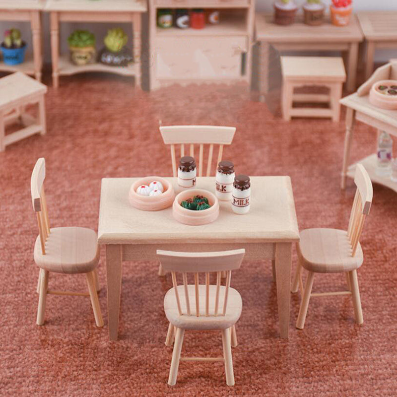 Miniature Wooden Dining Table & Chairs