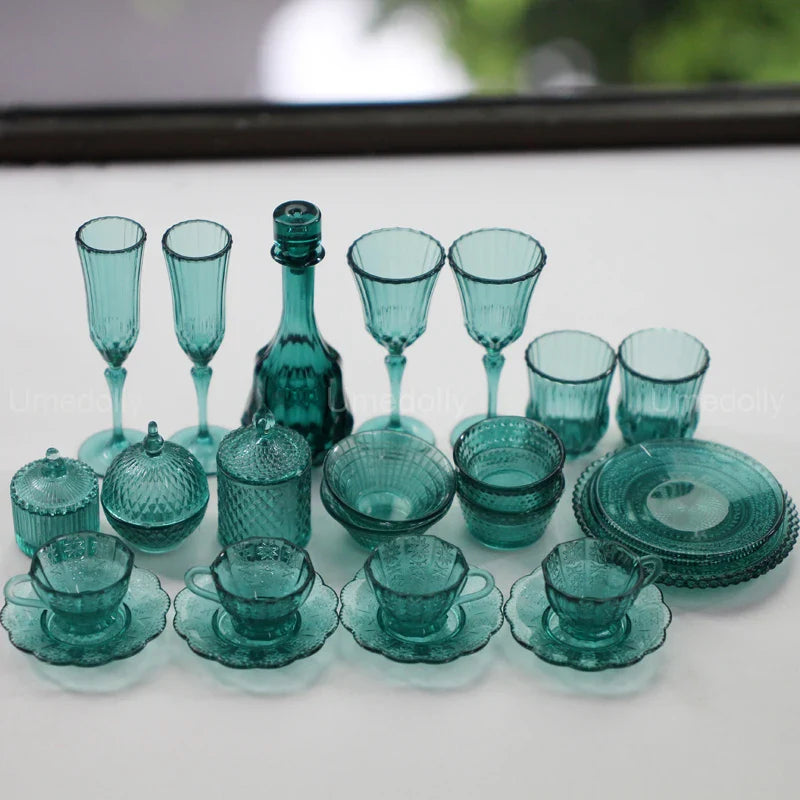 1:6 Miniature Dollhouse Glassware Set – Decanters & Cups