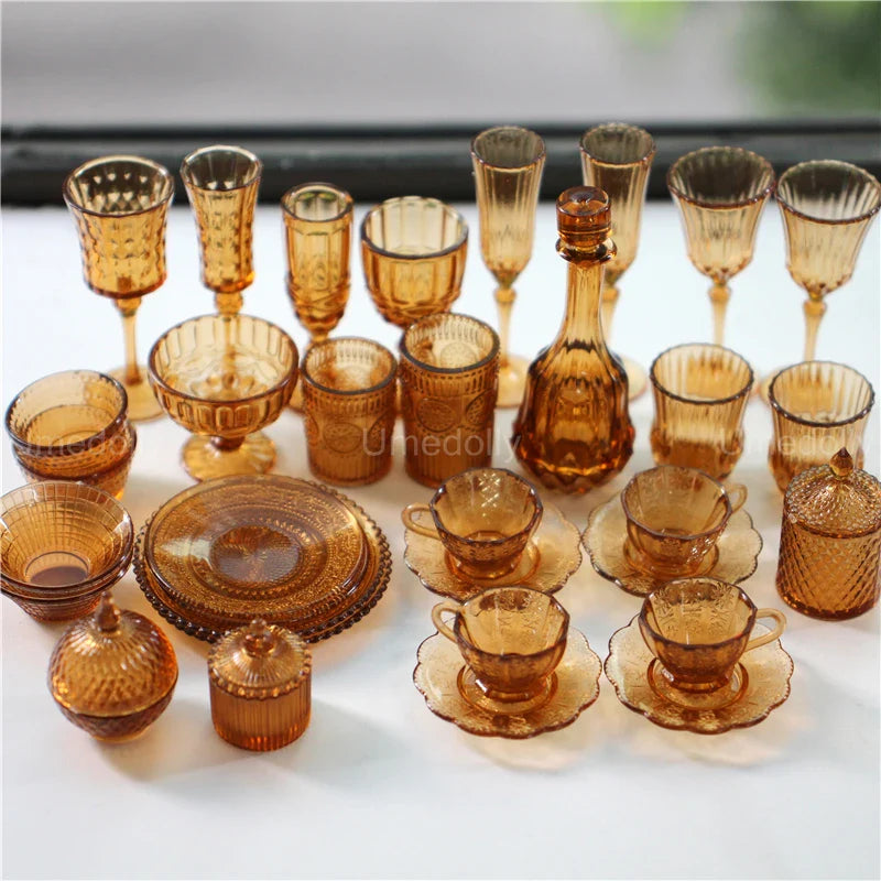 1:6 Miniature Dollhouse Glassware Set – Decanters & Cups