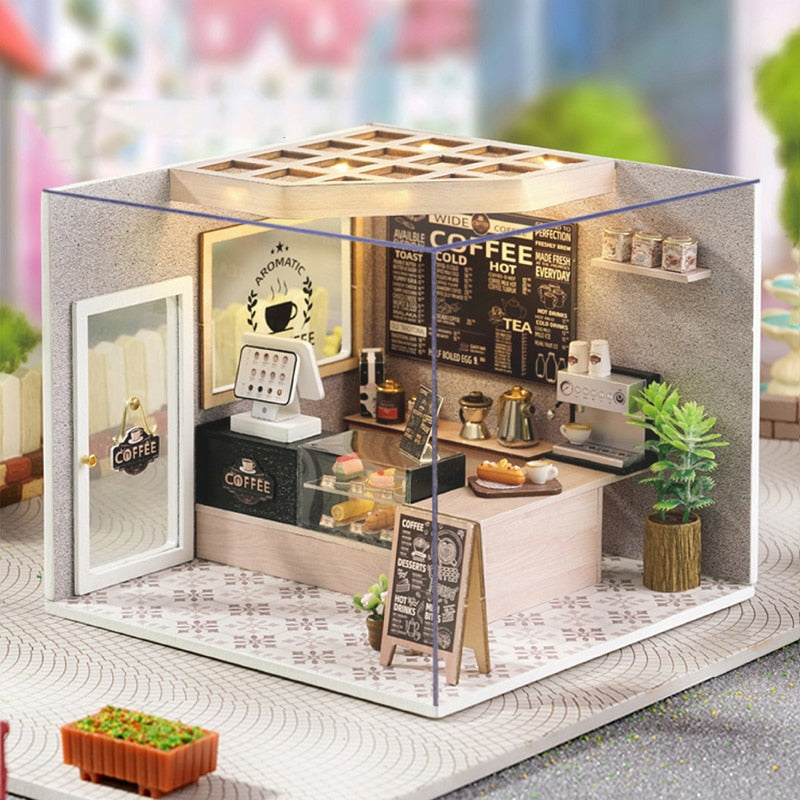 Kit de maison de poupée bricolage à cafés tranquille