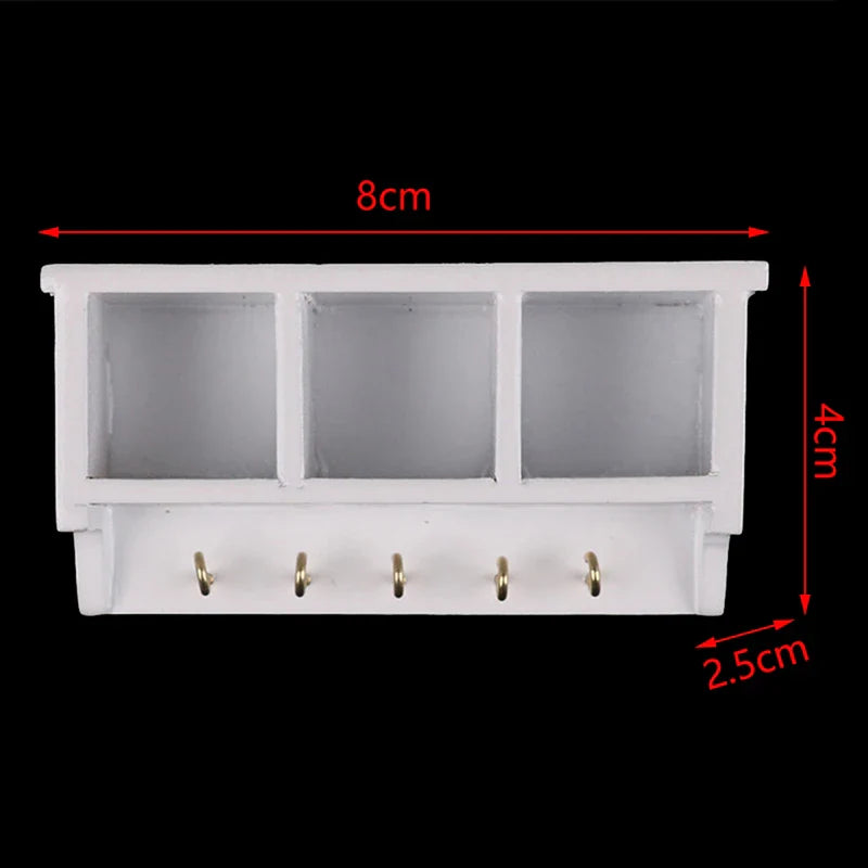 Miniature White Wall Rack with Hooks