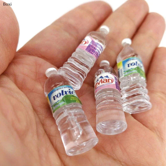 Miniature Water Bottle Set – 1:12 Scale Resin Bottles (Evian & Volvic Style)