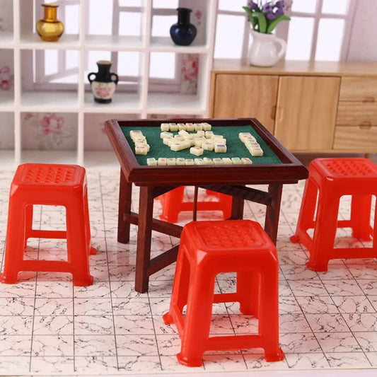 Mini Mahjong Table Set – 1:12 Scale Dollhouse Furniture