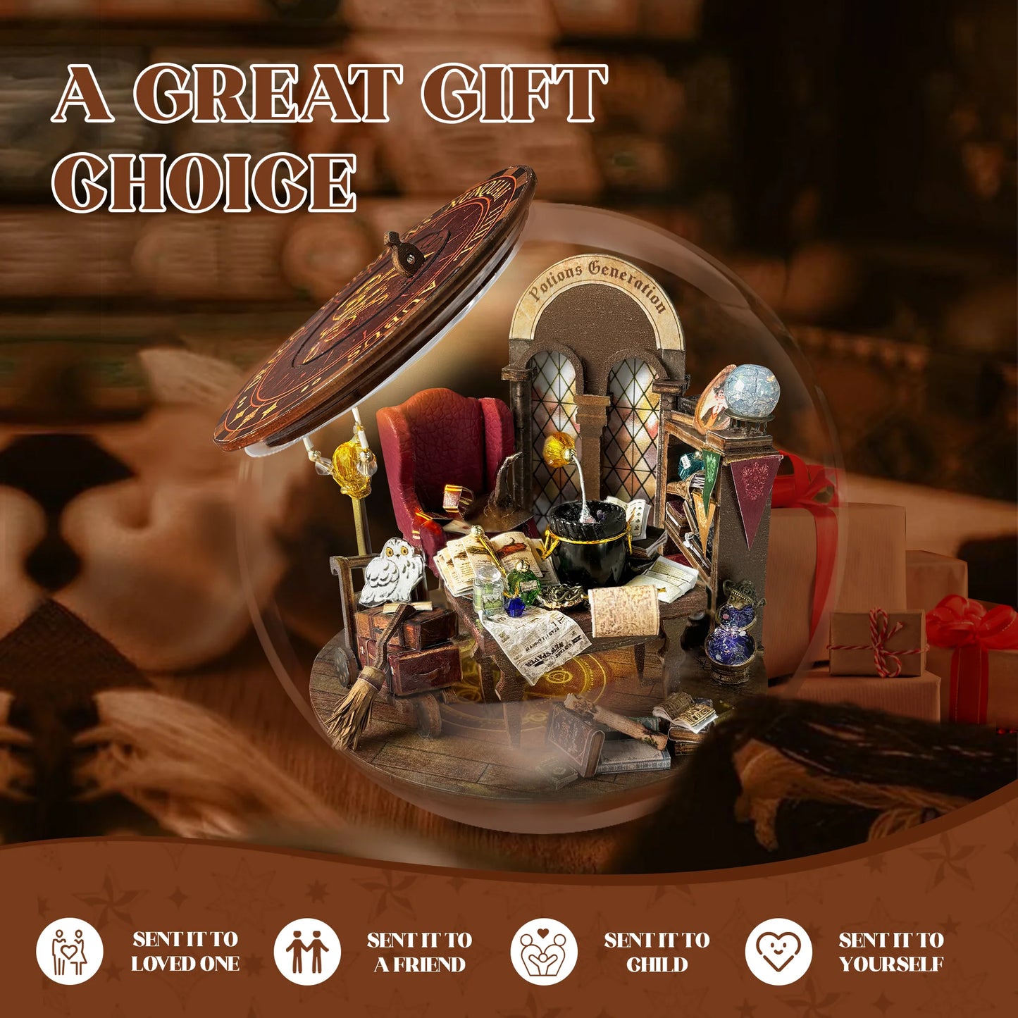 Potions Generation DIY Wooden Miniature Magic Bunker with LED Lights