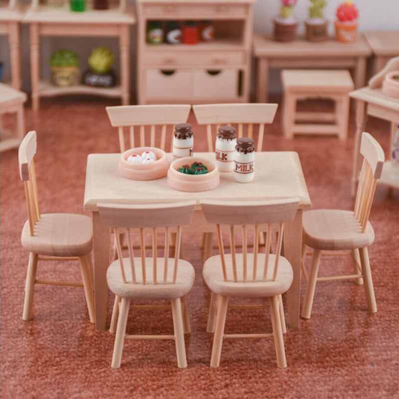 Miniature Wooden Dining Table & Chairs