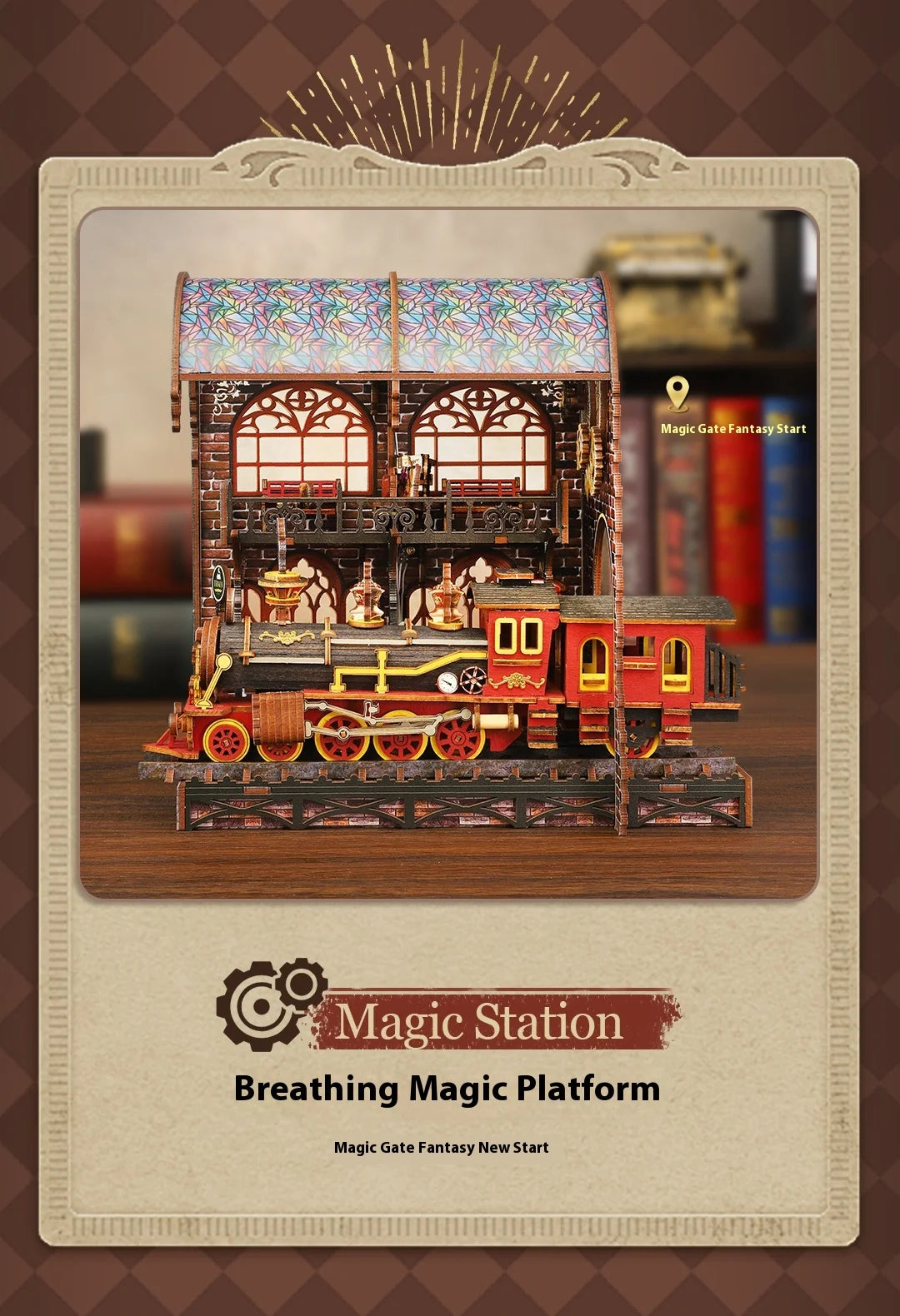 Diy Wooden Book Nook Shelf Insert Kit Miniature Model The Zero Platform Train Bookend Doll House Decor For Birthday Gifts