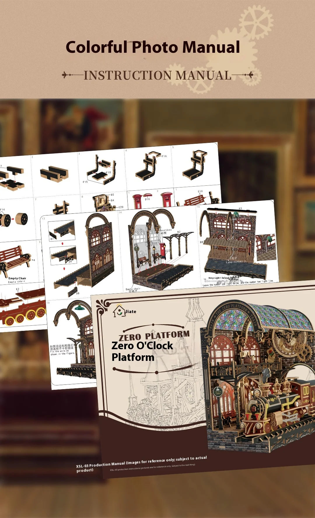 Diy Wooden Book Nook Shelf Insert Kit Miniature Model The Zero Platform Train Bookend Doll House Decor For Birthday Gifts