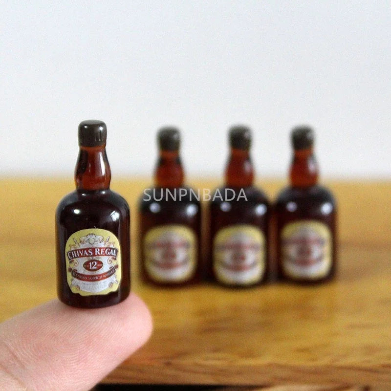 1/6 Scale Miniature Wine & Whisky Bottle Set for Dollhouse & BJD