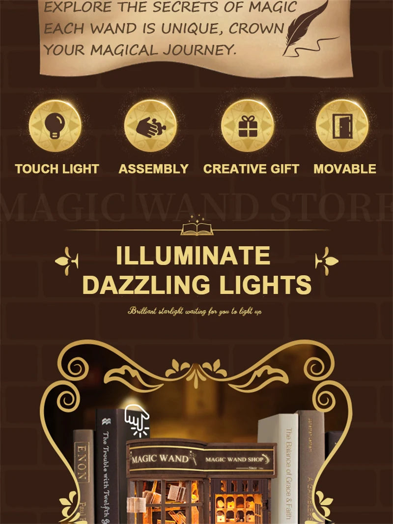 Wizard’s Study DIY Book Nook Kit – Magic Library Miniature for Bookshelf Decor