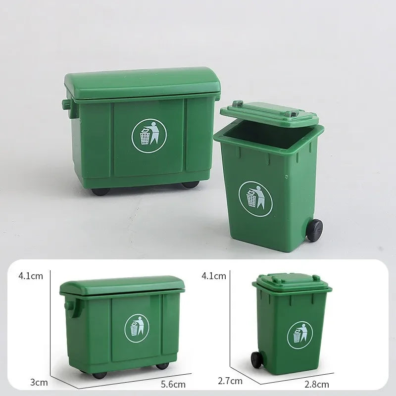 1:6 Scale Garbage Bin with Wheels & Lid