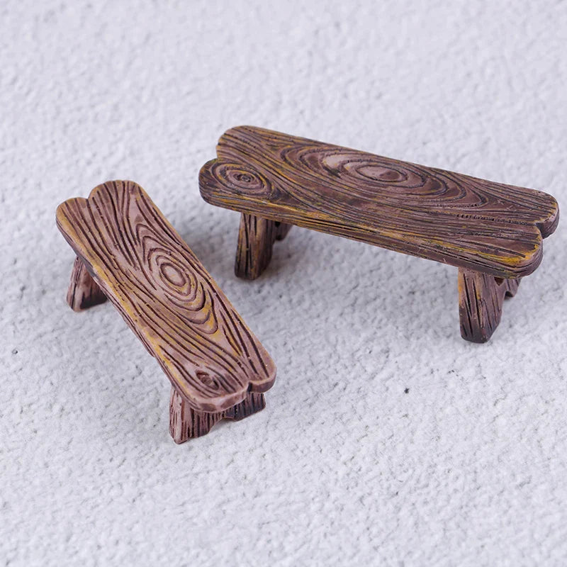 Mini Wooden Benches Set for Fairy Garden & Dollhouse
