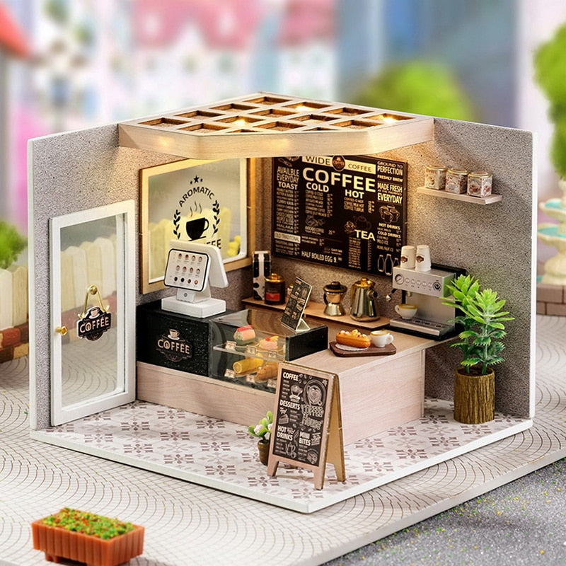 Kit de maison de poupée bricolage à cafés tranquille