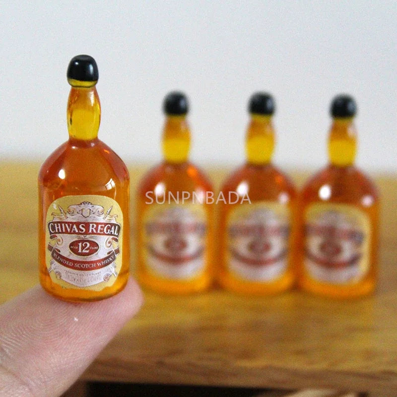 1/6 Scale Miniature Wine & Whisky Bottle Set for Dollhouse & BJD