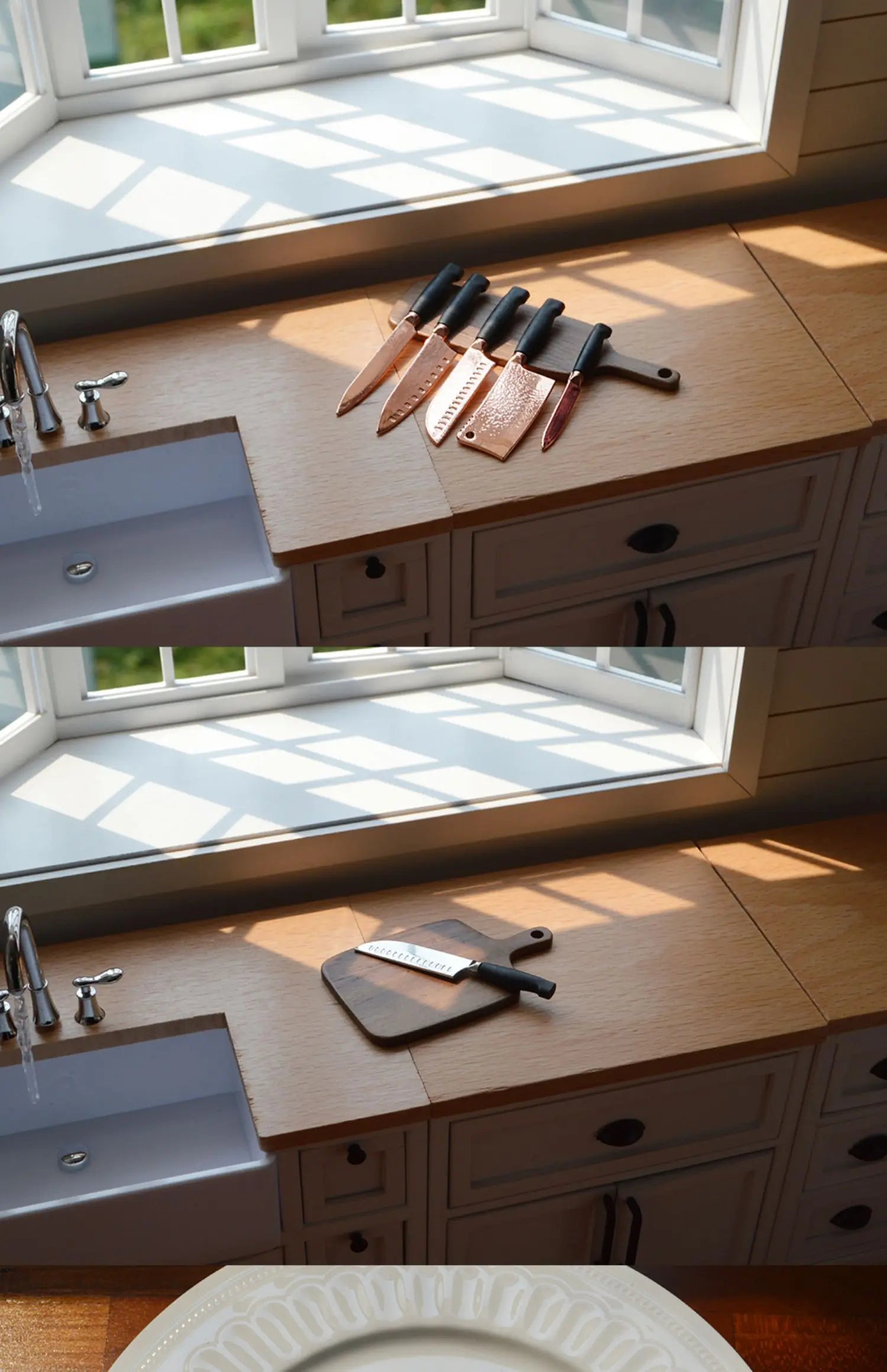 1:6 Miniature Kitchen Knife Set for Dollhouse Decor