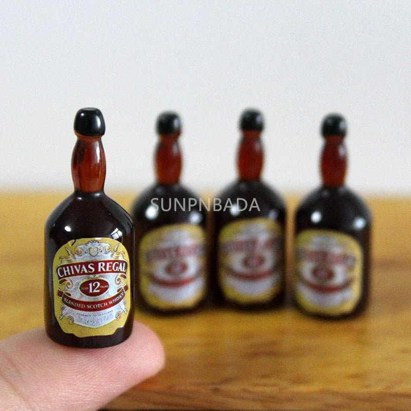 1/6 Scale Miniature Wine & Whisky Bottle Set for Dollhouse & BJD