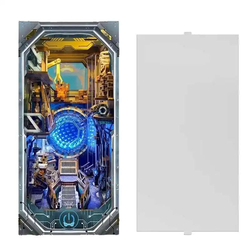 Sci-fi Planetary Era DIY Wooden Book Nook Figurines Miniature Kits Bookshelf Home Bookend Decoration For Adult Handmade Gifts