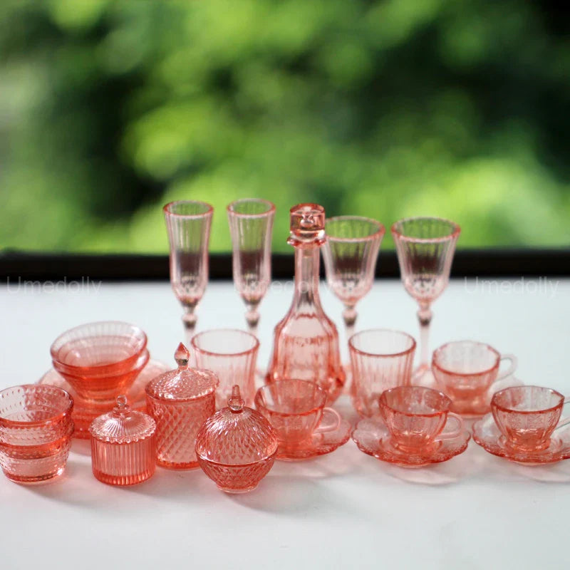 1:6 Miniature Dollhouse Glassware Set – Decanters & Cups