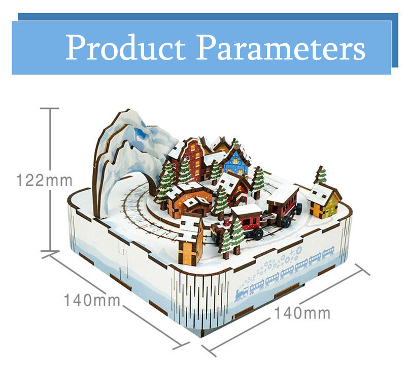 Christmas House Train Music Box DIY Dollhouse Kit