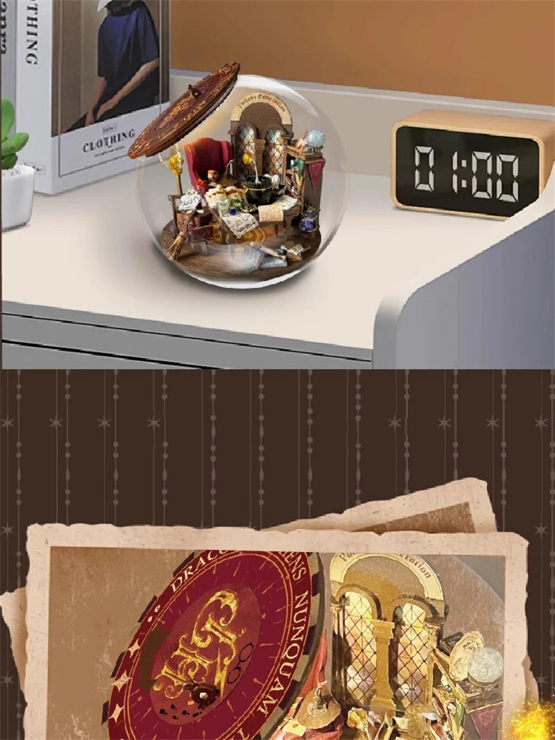 Potions Generation DIY Wooden Miniature Magic Bunker with LED Lights