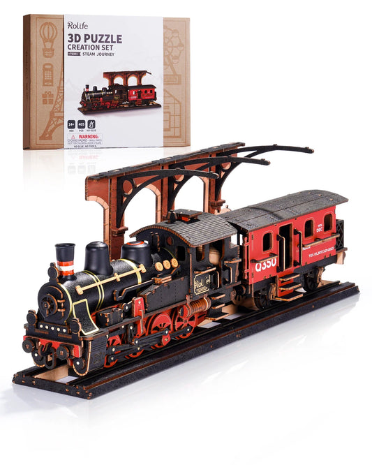 Steam Journey 3D Wooden Train Puzzle by Rolife - Book Nook Kit