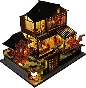 DIY Miniature House Kit - Dollhouse with LED - Featured Dollhouse Miniatures kit example showing detailed miniature house construction with LED lighting and accessories