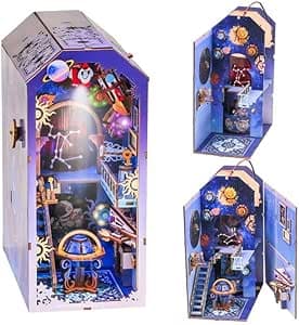 Book Nook Kit - Dollhouse with LED - DIY miniature house kit with LED lights displayed on a white background