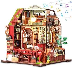 Book Nook Kit - Christmas with LED - DIY miniature house kit displayed on a white background