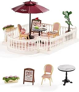 DIY Miniature House Kit - Flower Shop with LED - DIY miniature house kit displayed on a white background