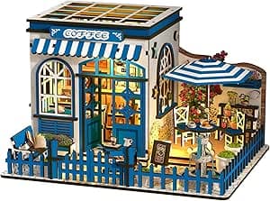 DIY Miniature House Kit - Dollhouse with LED - DIY miniature house kit with LED lights displayed on a white background