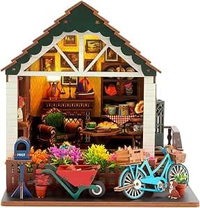 Book Nook Kit - Dollhouse with LED - DIY miniature house kit with LED lights displayed on a white background